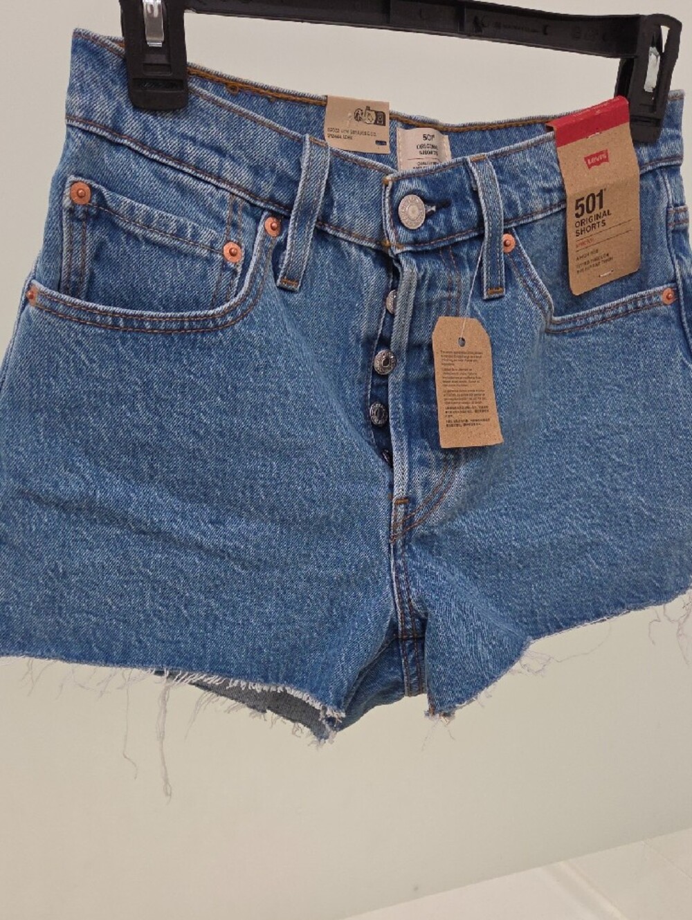 Levi's 501 Original Cutoff Denim Shorts - Medium Blue - Picture 4 of 5